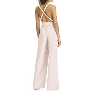 convertible wide leg jersey jumpsuit